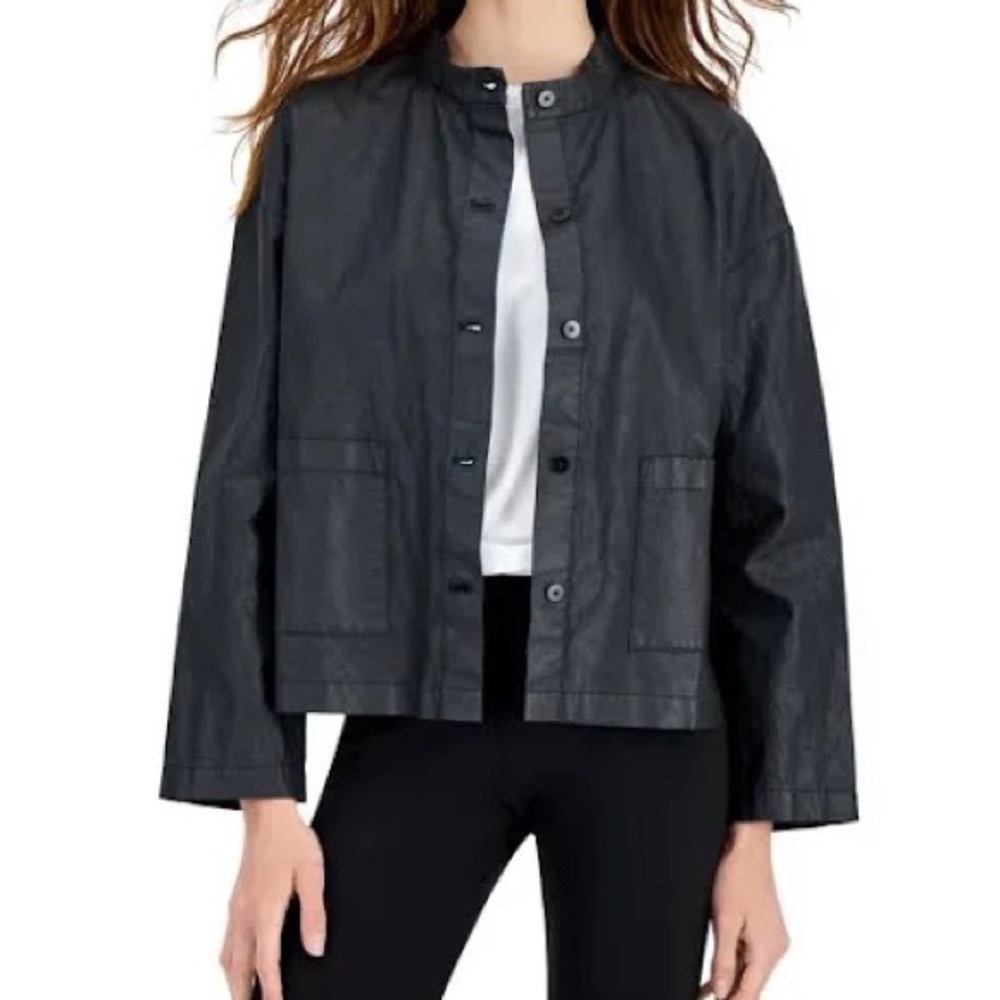 Eileen Fisher gently used jacket. Imitation leather.